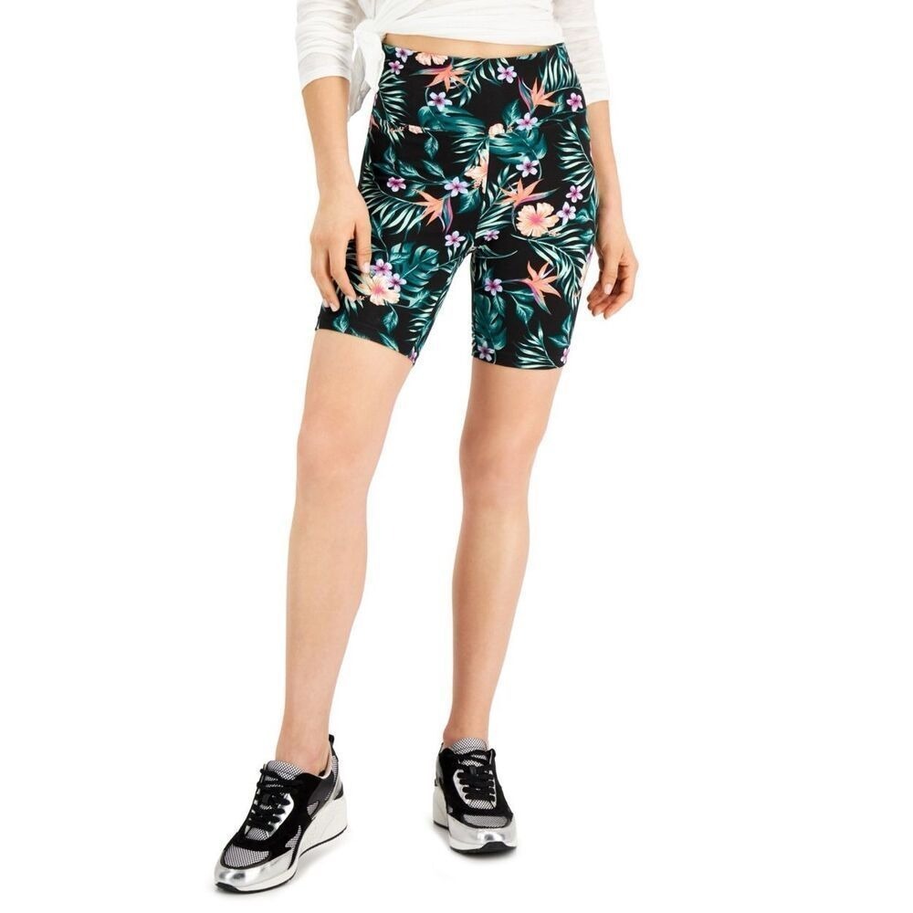 INC Tropical-Print Bike Shorts, Created for Macy's - Tropical Floral Size XXXL